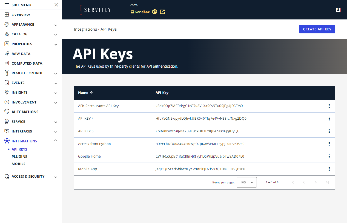 API Keys – Servitly